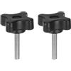 QUARKZMAN 2pz Manopole Stella Bloccaggio M5 x 25mm Filettatura Maschio Metrica 32mm Manopola Perno Filettato Testa Plastica 4 Punte Manopola per Serraggio Vite Testa Zigrinata Maniglia, Nera