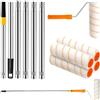 WYYHQO Rullo di Colore con asta Telescopica, 30-180cm Manico Telescopico Kit rulli per Pittura, con 4 rulli di Vernice, Rullo per pittura con asta Staccabile, per Pennello per Pareti e Soffitto