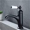FQYEP Rubinetto in Ottone Vintage Monocomando Rubinetto Lavandino Bagno Retrò Caldo E Acqua Fredda,Nero