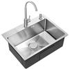 LLXNQ026 Lavandino Cucina in acciaio inox,Lavello da incasso Con Rubinetto Lavabo Utilità 1 Vasca Lavello Multifunzionale Lavello Rettangolare in Acciaio Inox,Facile da pulire (50x40cm)