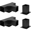 HIKUUER Staffe per Pergola 15x15 cm in Metallo Nero, Kit di Supporto con 2 Giunti a Croce e 2 Basi per Costruzione Gazebo, Pensilina da Giardino, Terrazzo o Balcone