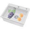 gegeweeret Lavello da cucina in granito 55 × 45 cm, lavello da incasso singolo con sifone e troppopieno, per piani di lavoro di lunghezza ≥ 60 cm (bianco)