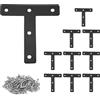 Uenhoy 10 piastre di riparazione piatte a forma di T, 80 mm x 80 mm, staffe angolari a T, connettori di fissaggio per mobili, colore nero