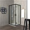 Kiamami Valentina | Box Doccia 90x90 Salvaspazio Angolare con Apertura Scorrevole con Profili Nero Opaco e Cristallo Trasparente 6 mm H 190 cm Collezione City Quadrato Reversibile
