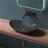Mai & Mai Lavabo da Appoggio 63x36,5x14cm, Lavabo in Ceramica Lavandino Bagno Ovale con Nano Rivestimenti Nero Opaco Brüssel858