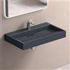 doporro Lavabo Bagno Rettangolare 80 cm, Lavandino Bagno da Appoggio o Sospeso in Minerale Fuso Antracite Opaco, Foro Rubinetto, Scarico Incluso Colossum19