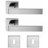 Generico Brackle Maniglie Porte Interne, Maniglia per porta interna Modello AURA stile moderno Quadrata, complete di fissaggio e bocchette (Cromo Satinato)