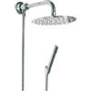 BAGNOCLIC Set Doccia Moderno con Deviatore a Pressione, Braccio in Ottone da 25 cm, Soffione Tondo 20 cm, Flessibile, Doccetta e Supporto Fisso