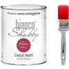 bianco Shabby CHALK PAINT Rosso Cina & PENNELLO - Pittura Shabby Chic Vintage EXTRA OPACA (1 Litro) + Pennello Professionale (40 mm)