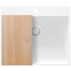 PRIMAGRAN Lavello da Cucina Tutto Bianco 58x50cm, Lavandino in Granito a 1 vasca + Set di accessori, Lavabo da Cucina Incasso al Mobile 60cm - Riga S346