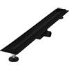 LuxeBath Canaletta per Doccia 80 cm 2 in 1 Drenaggio Piastrellabile in Acciaio Inossidabile Nero Canalina Scarico a Pavimento per Bagno Set Completo di Fissaggio Sifone a Canale con Filtro per Capelli