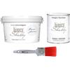 bianco Shabby CHALK PAINT Bianco Ghiaccio & FINITURA + PENNELLO - Pittura Shabby Chic EXTRA OPACA (2,5 Litri) + Finitura Trasparente Opaco (1 Litro) + 1 Pennello Pro 50 mm