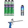 OHMSEN Set di 3 spugne espansive in poliuretano da 750 ml per pistola + 1 pistola + 1 detergente