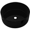 vidaXL Lavandino Tondo in Ceramica Nero ad Incasso Lavabo Lavello per Bagno