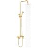 Wulimasun Colonna doccia dorata, colonna doccia in ottone retrò, sistema di doccia con 20 cm, testa di doccia regolabile, altezza 80-117 cm, girevole a 360 gradi, miscelatore doccia