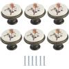 SANCHAKOU Maniglie Per Mobili Vintage 6 Pezzi Decalcomanie A Disco In Ceramica Maniglie In Ceramica Per Porte Di Armadi Pomelli Per Cassetti Con Foro Singolo Spiga Di Grano