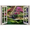 WENHAODJ Finestra con effetto 3D Vista Giardino Finestre finte Adesivi da parete Finestre finte rimovibili Decalcomania da muro 60x90cm
