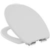 Inbagno Copriwater universale con chiusura rallentata soft-close in plastica antibatterica bianco lucido, cerniere regolabili 9,5-18 cm