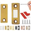 Cemssitu Ultra-Thin Invisible Cabinet Door Magnets, Ultra Thin Magnetic Door Catch, Cabinet Door Magnets Stick On, Magnetic Door Latch for Cabinet Doors/Drawers/Dressers (4 Pack,Brass)