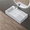 doporro Lavabo Bagno Sospeso Lavabo da Appoggio Rettangolare in Marmo Resina Bianco Lucido, Vasca a Sinistra 75x43x14 cm con 1 Foro Rubinetto e Piletta Scarico, Colossum12