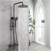 OCEAN ITALY SRL OCEAN ITALY Kit Doccia con Soffione Rotondo 25x25cm in Acciaio Inox, Colonna Doccia con Miscelatore Termostatico 300x45mm, Saliscendi Regolabile 768-1200mm, Nero opaco