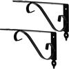 LLPEIJIE026 2 Pezzi Staffe Staffa per Mensola,Staffa per Mensola in Ghisa, Riccamente Ornata,Reggimensola Ferro Battuto,con Viti,Tubo di Espansione in Nylon,per Casa,Bagno,Soggiorno,Libreria(black200x126mm)