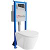 Lavita LAV 101 Elementi a parete per WC 40cm + WC sospeso a parete a fondo profondo GALVE Bianco senza brida + Piastra di comando LAV 200.1.2 Cromato | Set completo | Cassetta di scarico a incasso |