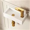 DeerValley - Piccolo lavabo da bagno rettangolare, 38 x 17,8 cm, montaggio a parete, per bagno, toilette, sospeso, design salva-spazio, facile da pulire, in ceramica nera opaca