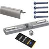 NAJDER Chiusura mobile della porta del balcone, chiusura universale della porta della finestra, kit completo con maniglia, zoccolo, viti, sicurezza per fumatori, colore: acciaio inox
