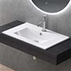 doporro Lavabo da Incasso Rettangolare 80 cm in Ceramica Bianco Lucido, Lavandino Integrato con Foro Rubinetto, Installazione su Mensola o Mobile Bagno Brüssel912