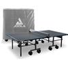 JOOLA Tavolo da ping pong per esterni, in alluminio, resistente alle intemperie, con copertura per tavolo, struttura pieghevole, montaggio rapido, con rete inclusa, colore: grigio/blu, 274 x 152,5 x