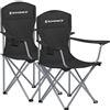 SONGMICS Sedie da Campeggio, Set di 2 Sedie da Esterno, Schienale Alto, con Braccioli, Tasca per Tazza, Pieghevole, Portante 150 kg, per Campeggio, Giardino, Pesca, Terrazza, Nero GCB08BK