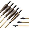 SHARROW 6pcs Frecce di Legno 31 Pollici con 5 Fletching Piume di Tacchino Punta di Freccia per Arco Ricurvo Composto Longbow (Modello 2)