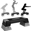 GYMAX Stepper Aerobico, 3 Altezze Regolabili, Stepper Fitness per Allenamento a Casa/Ufficio/Palestro, con Cuscinetti Antiscivolo, Facile da Riporre (Grigio)