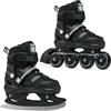 Raven - Pattini a rotelle per bambini, ragazze, ragazzi, adulti, bambini - Pattini a rotelle 2 in 1 con lame da ghiaccio - Regolabili - Drill Black con Pattini, 38-42 (25-27,5cm)