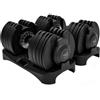 BRAINGAIN Set di Manubri Regolabili 15-in-1 - Coppia da 24 kg | Pesi Regolabili Salvaspazio per Allenamenti in Casa | 15 Manubri in Uno | Tecnologia Smart Click | Prestazioni Durature