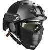 Koyheng Casco Fast Tattico MH Combinato, con Protezione per le Orecchie Pieghevole Maschera a Rete Mezza Faccia e Occhiali per il Set di Giochi Airsoft Paintball CS