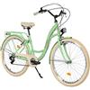 MILORD Bici da donna City Bike Comfort Retro Bicicletta Olandese Vintage Bicicletta 26,28 pollici, 7 marce (menta, 28 pollici)