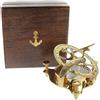 Nautical Replica Hub Bussola con meridiana in ottone con scatola in legno massiccio da 10,2 cm, bussola pirata con meridiana nautica, decorativa, bussola, da collezione, regalo creativo vintage