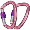 ClimBon 25KN - Moschettoni da arrampicata certificati UIAA & CE, set da 2 pezzi, in alluminio forgiato, ad alta resistenza, chiusura a vite, per arrampicata, alpinismo, salvataggio e corda (blu)