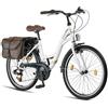 Licorne Bike Stella Plus Premium City Bike in alluminio da 26 e 28 pollici, per ragazze, ragazzi, uomini e donne, cambio a 21 marce, bicicletta olandese StVZO (bianco, 26 pollici)