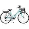 MADICKS Bicicletta Donna da Passeggio Olanda Misura 28 Bici da città Vintage retrò con Cestino Tiffany Turchese Con Cambio (Cestino Anteriore in Vimini e Borse Posteriori)