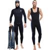 WYYHAA XL,Muta da Pesca Subacquea da Uomo in Neoprene 5MM - Muta da Sub A 2 Pezzi con Cerniera Frontale, Fodera in Pile, Cappuccio e Pantaloni con Bretelle - Polsini in Neoprene Liscio