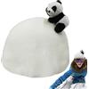 Ylnailky Copricasco da sci per animali da neve, Copricasco in peluche per animali decorativi,Cappello lavorato a maglia Panda per snowboard - Decorazione per cappello lavorato a maglia con panda