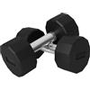 SPORTNOW Set 2 Manubri a 12 Lati da 2x12 kg in Metallo e Gomma, Set Manubri Palestra con Impugnatura Antiscivolo, 26x14x14 cm, Nero