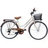 MADICKS Bicicletta Donna da Passeggio Olanda Misura 28 Bici da città Vintage retrò con Cestino Beige Con Cambio (Cestino Anteriore in Vimini)