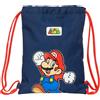 safta SUPER MARIO WORLD - Zaino a sacco piatto, per bambini, ideale per bambini di diverse età, comodo e versatile, qualità e resistenza, 26 x 34 cm, colore blu navy, Blu navy, Estándar, Casual