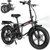 DEEPOWER G23 Bicicletta Elettrica Pieghevole da Montagna, Pneumatici Larghi 20 x 4, Batteria Rimovibile 17Ah/25Ah/35Ah, Autonomia 50-150 KM, 7 Velocità, Display LCD, Sospensione Completa