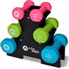 Apollo Set Manubri Palestra Corti| Manubri Fitness, 2x3kg | Porta Manubri Incluso | Manubri Palestra per Donne e Uomini | Pesi Palestra | Manubri 3 kg