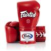 Fairtex Pro - Guanti da gara in pelle con lacci, per Muay Thai e Boxe (Rosso, 10 oz)